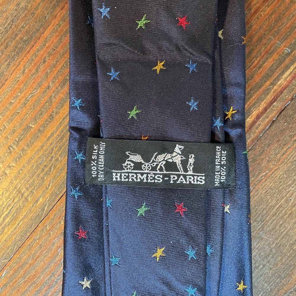 Hermès Navy Silk Stars Tie
